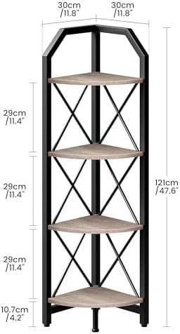 CHOEZON 4-Tier Corner Shelf, Industrial Corner Bookshelf, 47.6" Corner Storage - Image 2