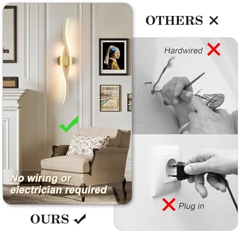 KARTOOSH Wireless Wall Sconces, Dimmable LED Sconce - Image 2