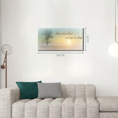 Lasdel Canvas Wall Art of Misty Sunset & Tree Plant Picture - Image 3
