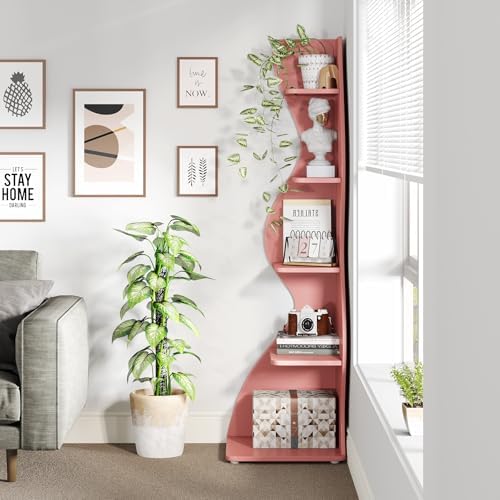 Tribesigns Corner Shelf, Modern 5-Tier Wall Corner Bookshelf, Stylish Corner - Image 6
