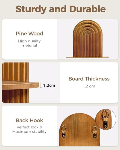Bamworld Boho Wall Decor Plant Wall Shelf Wood Plant Holder 2 Tier - Image 6