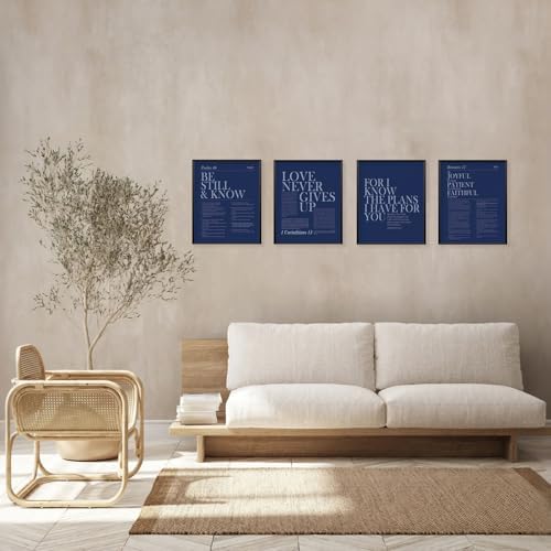 Locomiss Navy Blue Christian Wall Art Decor, Modern Bible Verse Prints - Image 4
