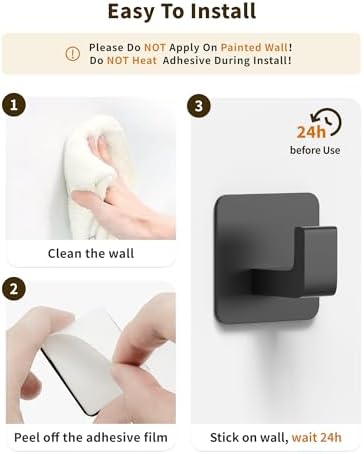 GWAAZXGZ Square Self Adhesive Towel Hooks - Image 6