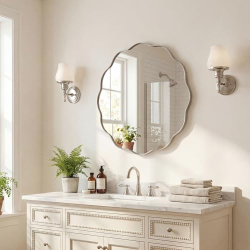 ANDY STAR Brushed Nickel Round Bathroom Mirror, 24 Inch Round Circle Mirror in - Image 3