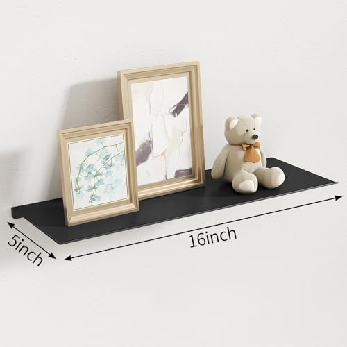 MKO 16" Floating Shelves for Wall, Long Metal Wall Mounted Shelf for Bathroom - Image 3