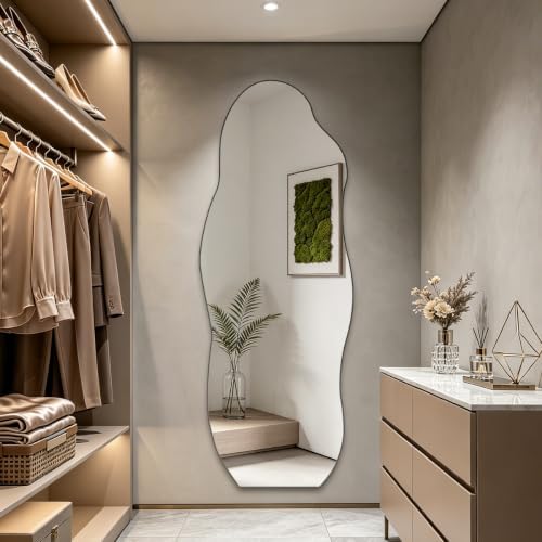 Full Length Wall Mirror, Wavy Irregular Shape, 63x24 Inch, - Image 6