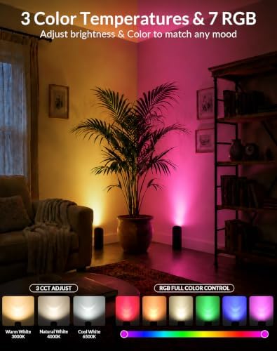 2 Pack Uplights Indoor Floor Can Lights, Remote and Timer - Image 3