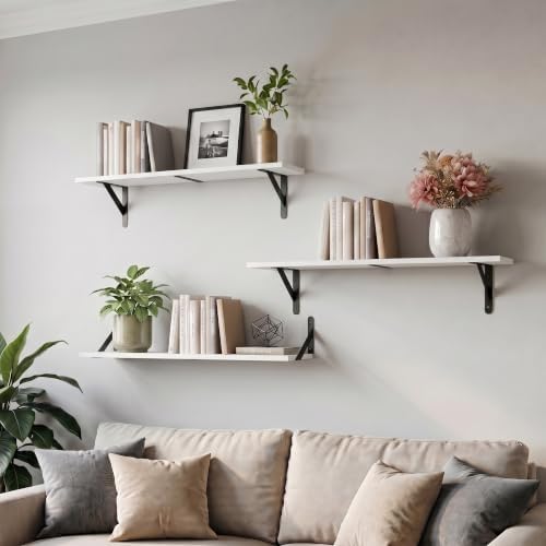 WOPITUES Long Wall Shelves 32″W x 8″D, Floating Book Shelves Max Load 65lbs - Image 5