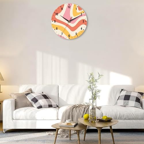 SPUNKER Clock for Bedroom, Colorful Waves Wall Clock Battery Operated 10 Inch - Image 6