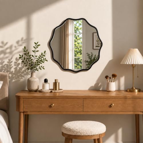 PERFNIQUE Black Scalloped Mirror, Decorative Modern Wall Decor - Image 6