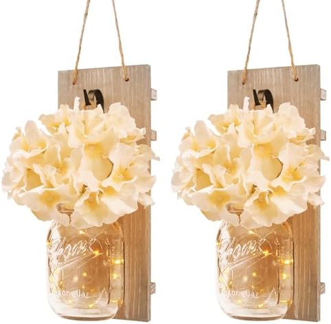 Wall Sconce Decor 2pcs, Mason Jar Wall Sconce Farmhouse Home Decor by ALITADE