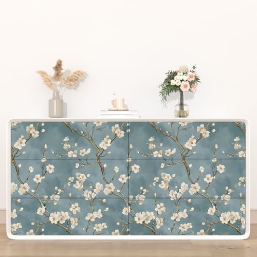 Laatse Vintage Blue White Floral Wallpaper Peel and Stick 17.5''x393'' - Image 2