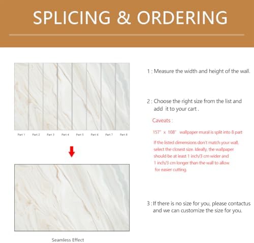 Brown and White Marble Wallpaper Mural Peel and Stick 157"x108" - Image 5