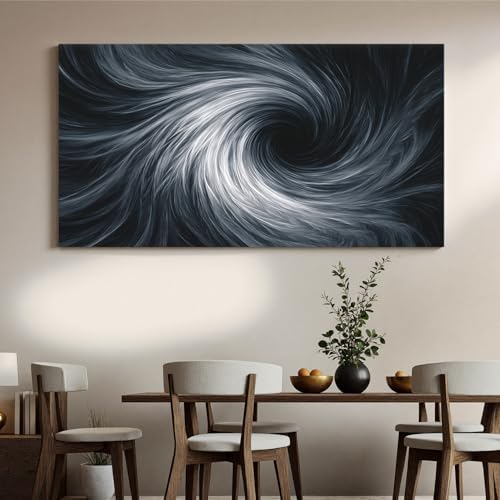 YISXINOAG Black White Abstract Wall Art Modern Spiral Painting 29"X58" - Image 4