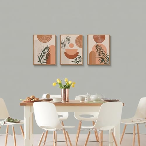 3 Pcs Terracotta Botanical Framed Canvas Wall Art Prints Abstract 12"x16" - Image 5