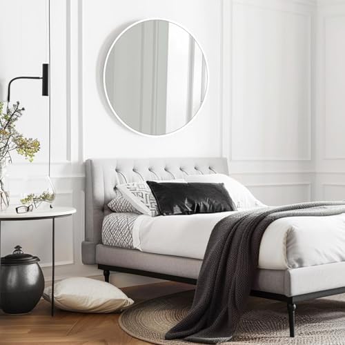 16 inch White Round Mirror, Circle Mirror, Matte White Metal Frame - Image 5