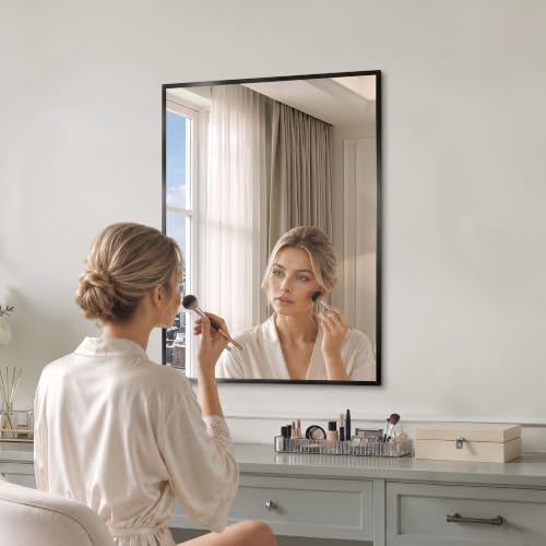 22"x30" Black Bathroom Mirror Wall Mounted by MYSUNORIA
