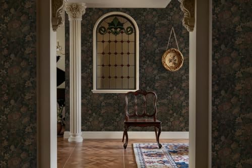 Dimoon Vintage Peel and Stick Wallpaper Dark Green Floral Wall Paper - Image 6