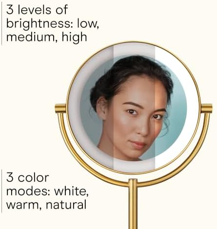 Conair LED Vanity Mirror, Double-Sided, 10x Maginification, Brushed Brass - Image 4