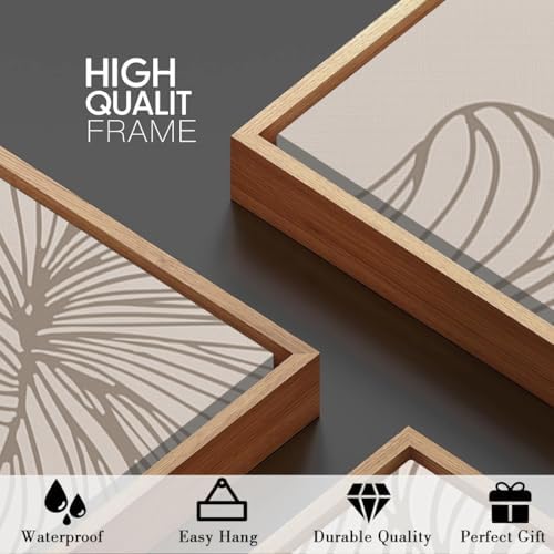 BINCUE Framed Neutral Beige Wall Art Modern Abstract Art Decor Minimalist - Image 5