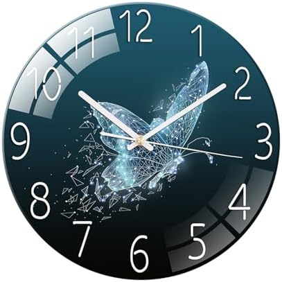Ergocar Glass Wall Clock Silent Scanning Mechanical Round Glass Wall Clock by Ergocar