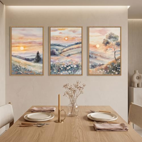 Large Boho Sunset Framed Canvas Wall Art Set -16"x24"x3 - Image 3