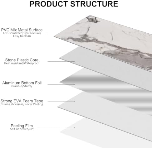 6" x 12" Peel and Stick Backsplash Wall Tiles, Carrara White Marble PVC Faux - Image 6