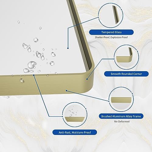 WEER Gold Bathroom Vanity Mirror 40X30 Inch - Image 3