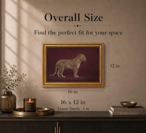 Gold Framed 3D Textured Wall Art, Vintage Burgundy Cheetah Canvas Prints - Image 4