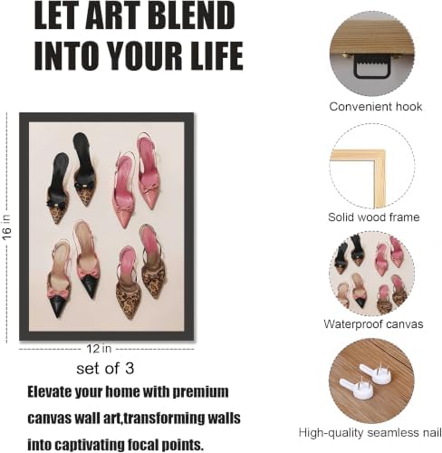 Stockholm Style 3-Piece Framed Wall Art Set – Leopard Print & Preppy Fashion Art - Image 4