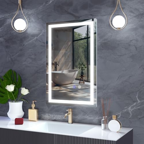 16"x 24" LED Bathroom Mirror Vanity Mirror, Color Temperature Adjustable by FiTLAND
