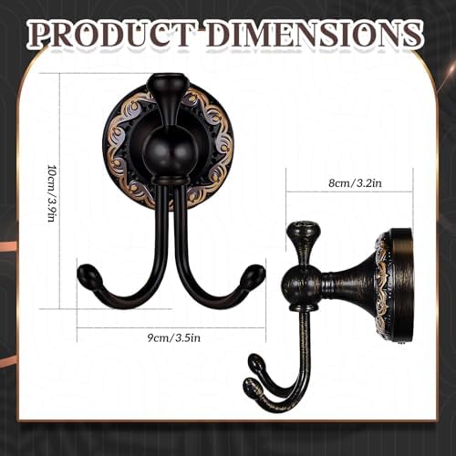 Yaocom 2 Pack Antique Towel Hooks Wall Mounted, Oil Rubbed Bronze - Image 2