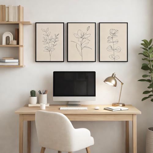Minimalist Botanical Framed Wall Art, 3 Piece Set, 16x24 Inch - Image 5