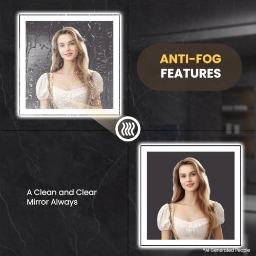 LOAAO 32"X32" LED Bathroom Mirror Black Framed - Image 4