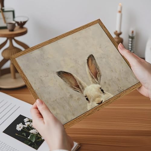 AVECCO Vintage Easter Rabbit Portrait Wall Art Canvas Framed 8x10 inch - Image 4