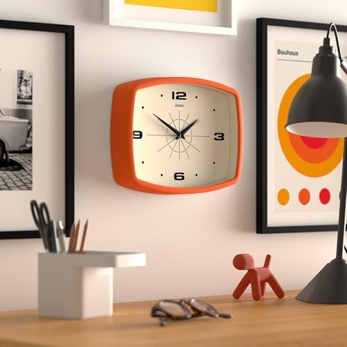 JONES CLOCKS® Movie wall Clock | Rectangular Retro Clock | 10" | Orange | Cool - Image 5
