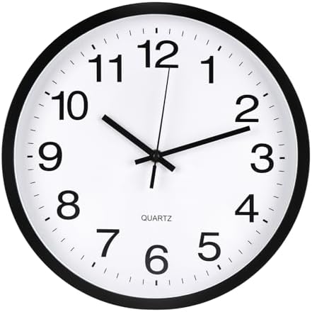 Wall Clock Modern Simple Style Round Plastic Decor Clock Non-Ticking Silent by BAKBRAND