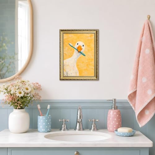 Funny Silly Goose Bathroom Wall Art Cute White Goose Brush Teeth Washroom Wall - Image 5