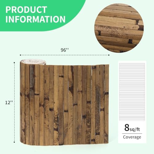 AMZDEPOT Natural Bamboo Wall Panel, 12 x 96 Inch, Dark Burned - Image 5