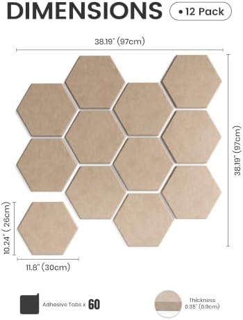 Fluxynara 12-Pack Hexagon Felt Bulletin Board Tiles - Image 2
