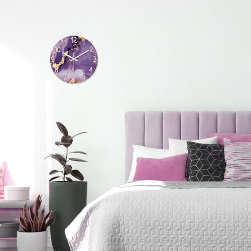 Purple Marble Glass Wall Clock 14 Inch - Image 2