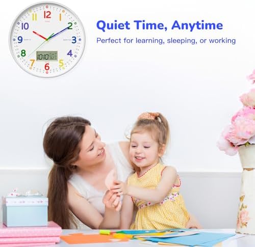 12" Silent Teaching Wall Clock - Image 5