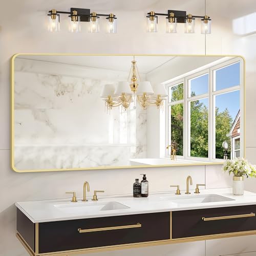 30"x60" Gold Bathroom Mirror, Large Rectangle Wall Mounted Mirror by WelcometoCIVENO