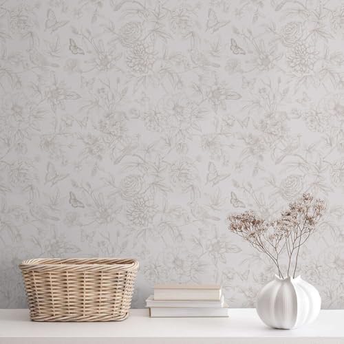Dimoon 17.3" X 236" Peel and Stick Wallpaper Floral Contact Paper Boho Beige by DIYYOURMOON