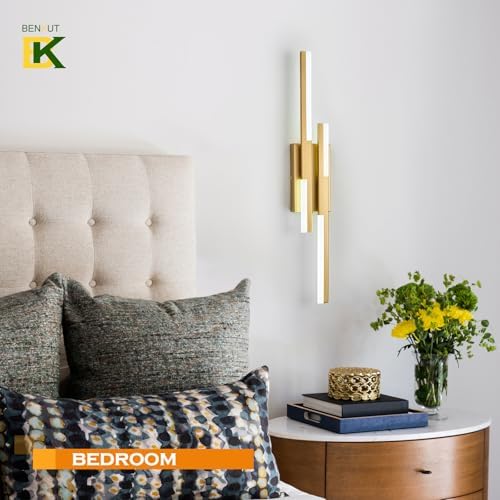 Benkut Modern LED Wall Sconce Gold Remote Wall Light Fixtures - Image 6