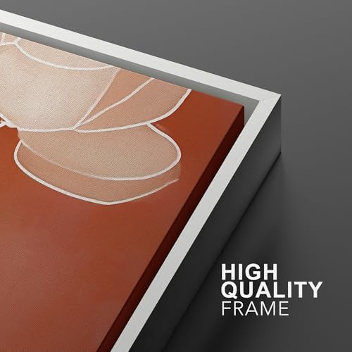 MUDECOR Framed Canvas Print Wall Art Terracotta Abstract Rose Line Art Burnt - Image 6