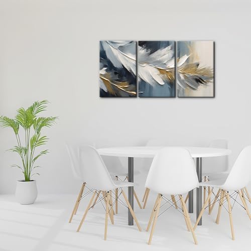 Pacimo Abstract Canvas Wall Art, Feather Pictures Modern Wall Decor - Image 3