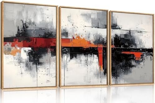 HOURIA Modern Abstract Framed Canvas Wall Art Set-16"x24"x3 - Image 5