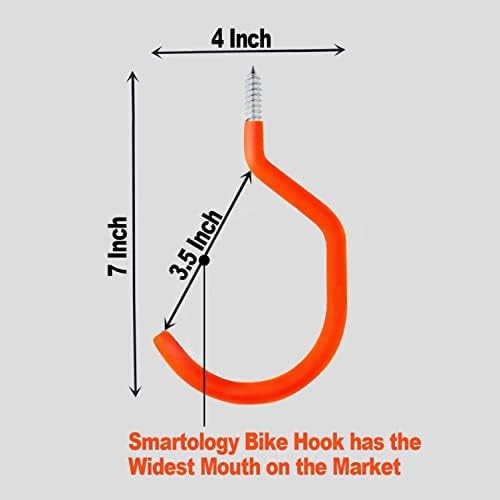 SMARTOLOGY Bike Storage Hook, Bike Hanger, Rubber Coated Heavy Duty Large Screw - Image 2
