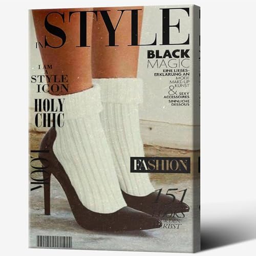 Trendy Red Boot Wall Art Funky Feminist Canvas Poster Trendy Preppy Newspaper by Unknown